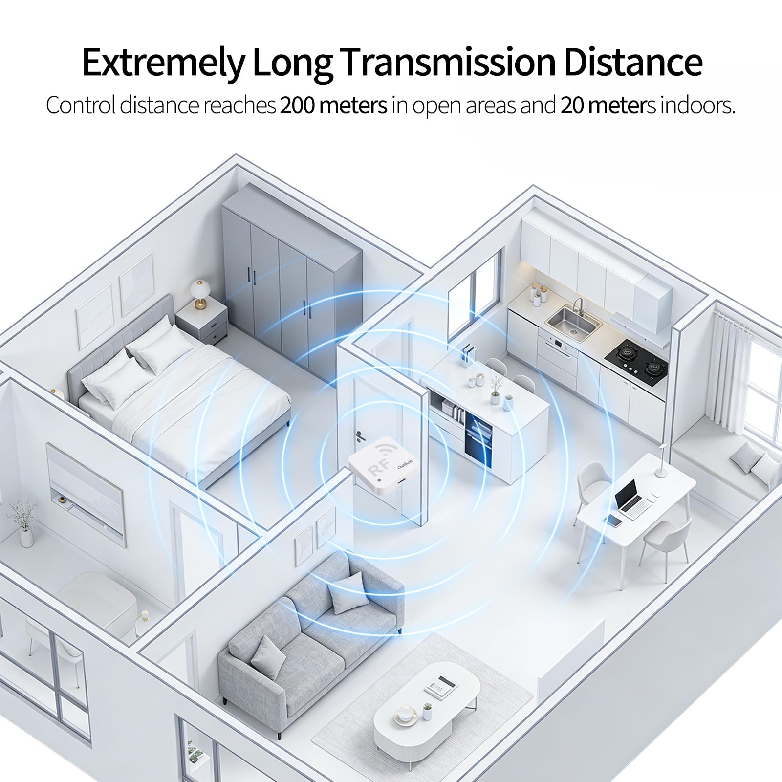 Télécommande Intelligente RF WiFi, Apprentissage de Programmation, Réglage d'Horloge, Adaptée aux Dispositifs RF tels que Rideaux Motorisés et Éclairage à Commande Distante Compatible Alexa