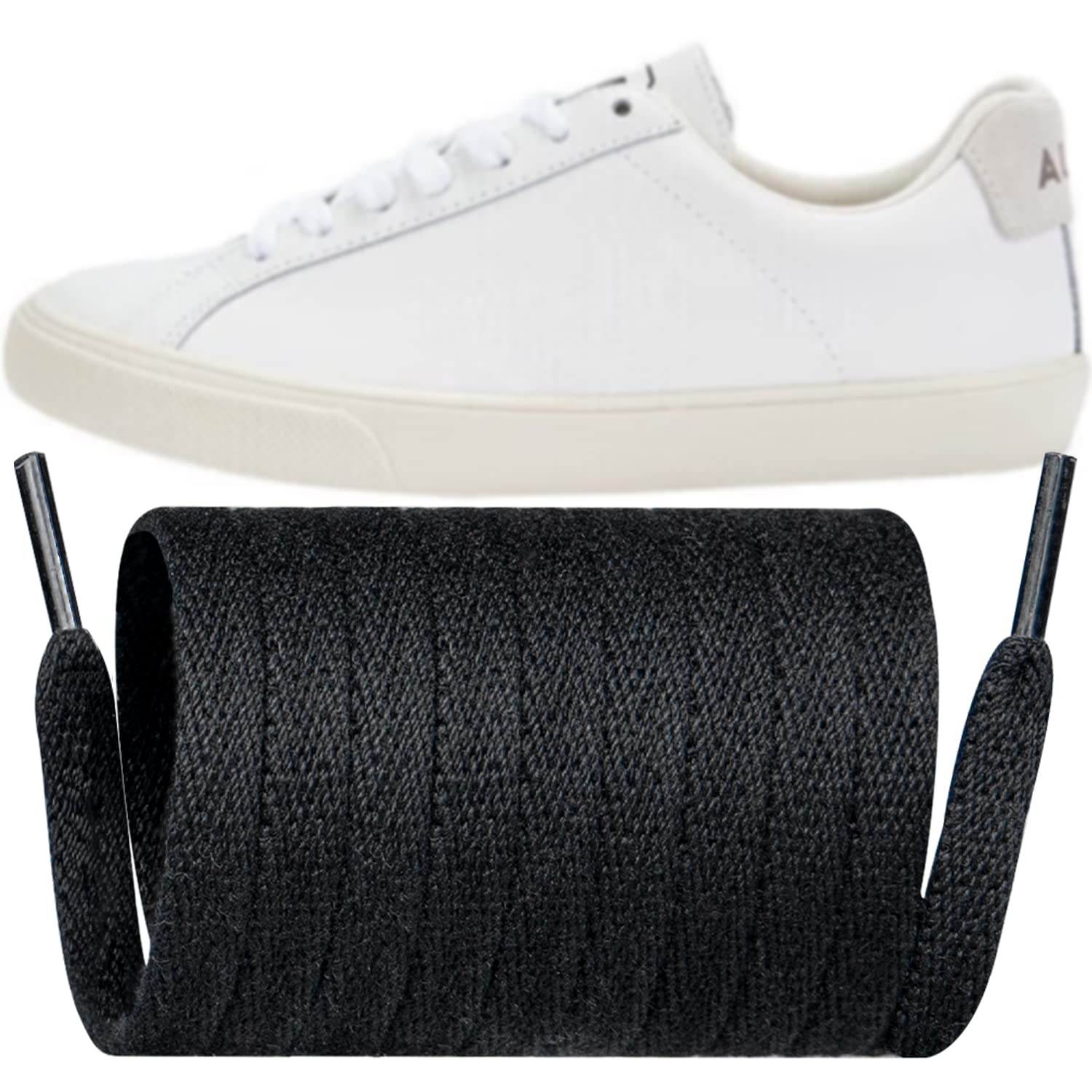 Endoto Flat Shoe Laces for Veja Sneaker, 7MM Replacement Shoelaces Strings for Running Shoes