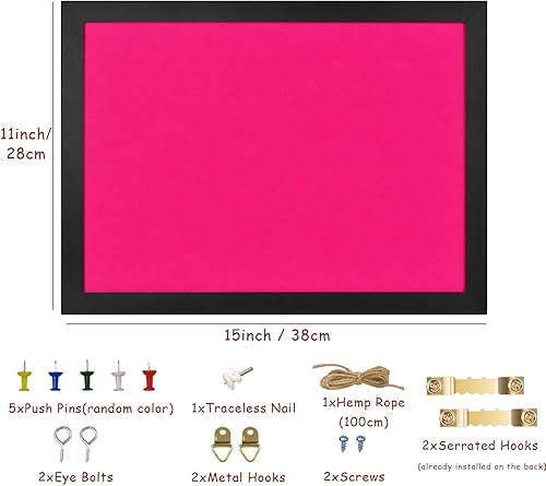 Miniatura 2 de Tablón de anuncios rosa con fieltro, tablero de anuncios pequeño de 15 x 11 pulgadas, tablero de visión para paredes, joyas, notas, colección,