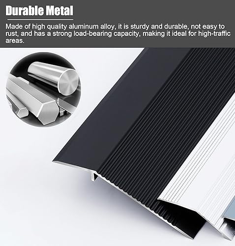 Miniatura 4 de Tira de umbral de transición antideslizante extra ancha, barra de cubierta de costura de puerta para suelos irregulares, rampa reductor de borde de