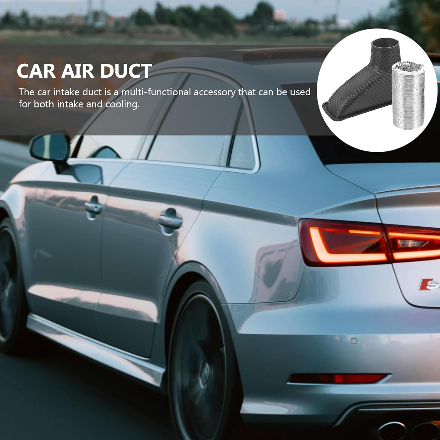 Mikinona Car Air Intake Duct Front Bumper Air Vent Cover Trim 6.65X4.25X4.96In Lightweight Duct Intake for Improved Engine Airflow Easy Installation Compatible with Most Car Models