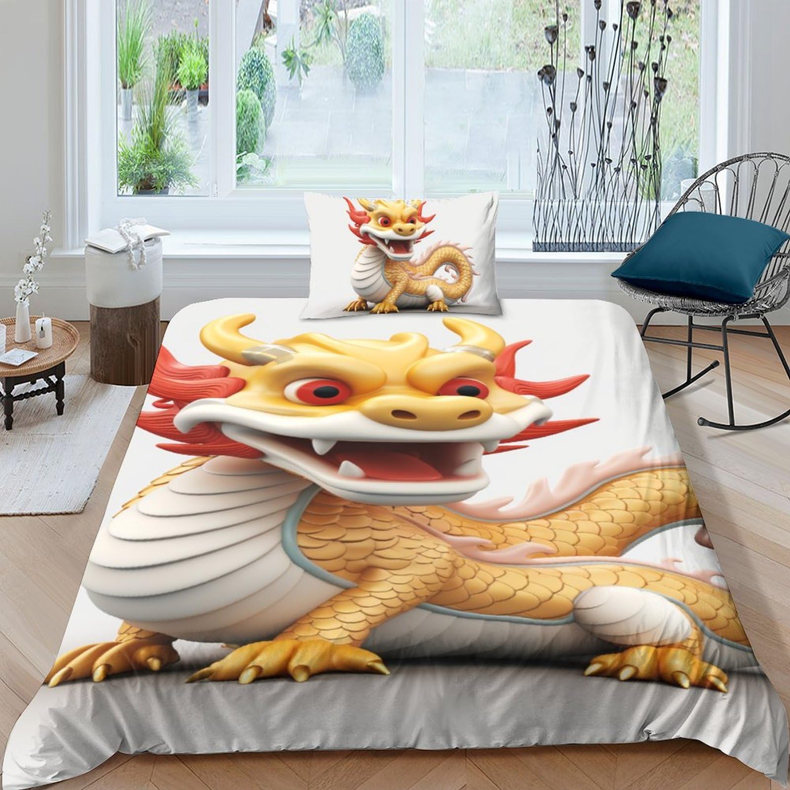 Parure de lit dragon 3D pour une chambre d'enfant fantastique