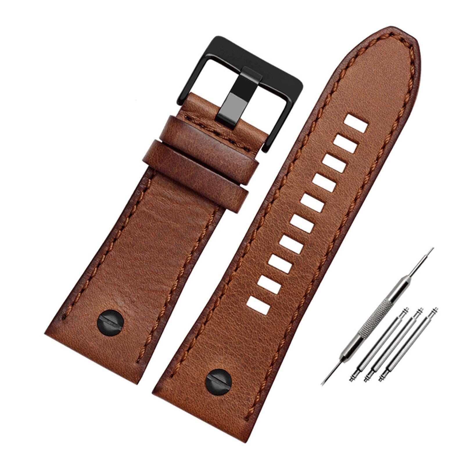 Cong Yi Genuine Leather Watchband Compatible With Diesel Watch Belt DZ4476/4482 DZ7408 7406 4318 Strap 22 24 26 28mm Large Size Men Wrist Watch Band