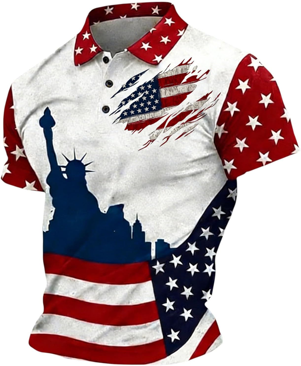 Men's Polo Shirts Short Sleeve 250 Anniversary USA Flag Shirt Business Casual Button Up Lapel Tshirts, S-5XL