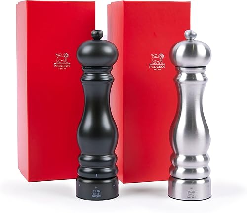 Peugeot Paris u'Select Chef - Molinillo de sal de pimienta, acero inoxidable y carbón, caja de regalo, 9 pulgadas