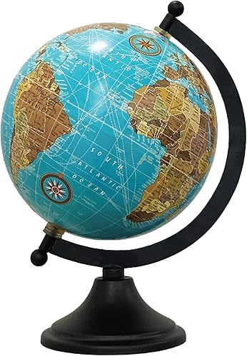 Rely+ Globo de tierra para decoración de escritorio y oficina, 6 pulgadas, elegante globo giratorio con soporte, perfecto para estantería y mesa,