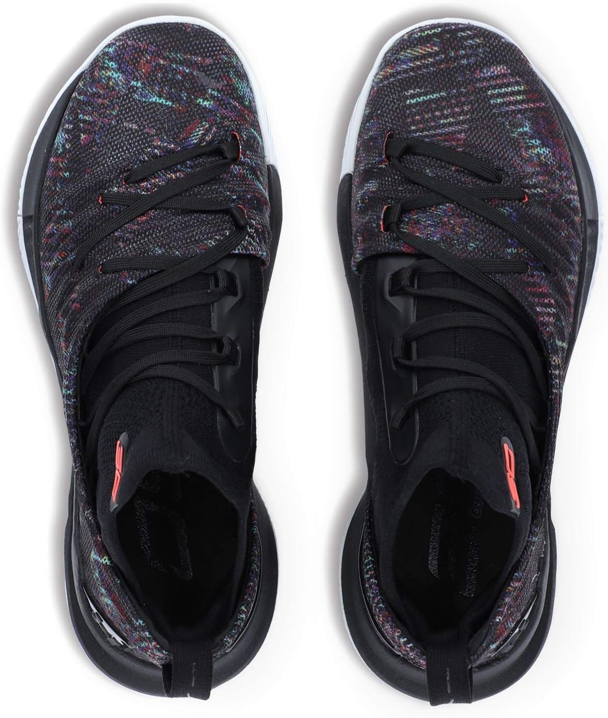 Under Armour Men's Curry 5 Basketball Shoe (9.5, Black/White-Neon Coral (Tokyo Nights))