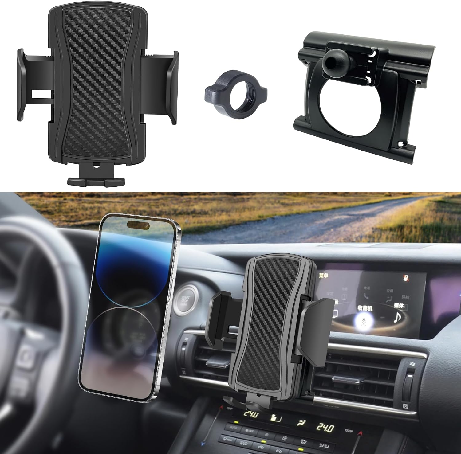 Car Phone Mount for Lexus is 2014-2020 Phone Holder , Fit for is300 / is350 / is250 / is200t Cellphone Cradle Auto Accessories Bracket Anti-Shake , 360 Degree Rotation , Compatible for All Cell Phones