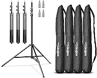 Walimex pro 4x Lampenstativ WT-806 mit Federdämpfung I Höhe max. 256cm I stabiles Lichtstativ belastbar bis 6kg I Beleuchtungsstativ für Ringlicht, Reflektor, Blitz & Video I 3/8" Adapter & 4 Taschen