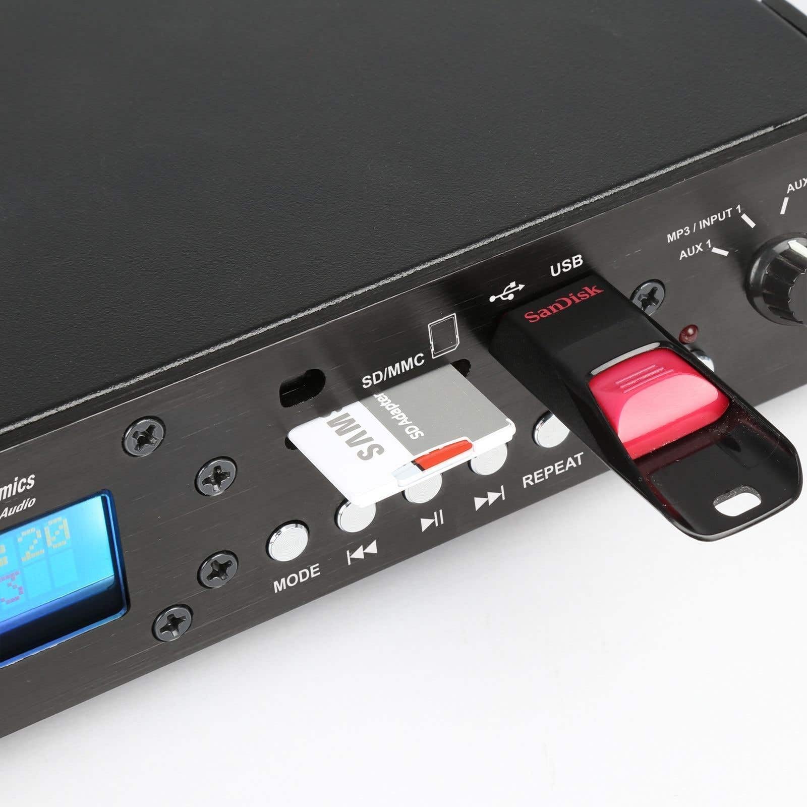 Power Dynamics PDC75 Lecteur Multimédia avec Enregistreur, Commutateur Audio, Enregistreur, Public Address, Bluetooth, USB, SD, MP3, Radio, Branchements Microphones