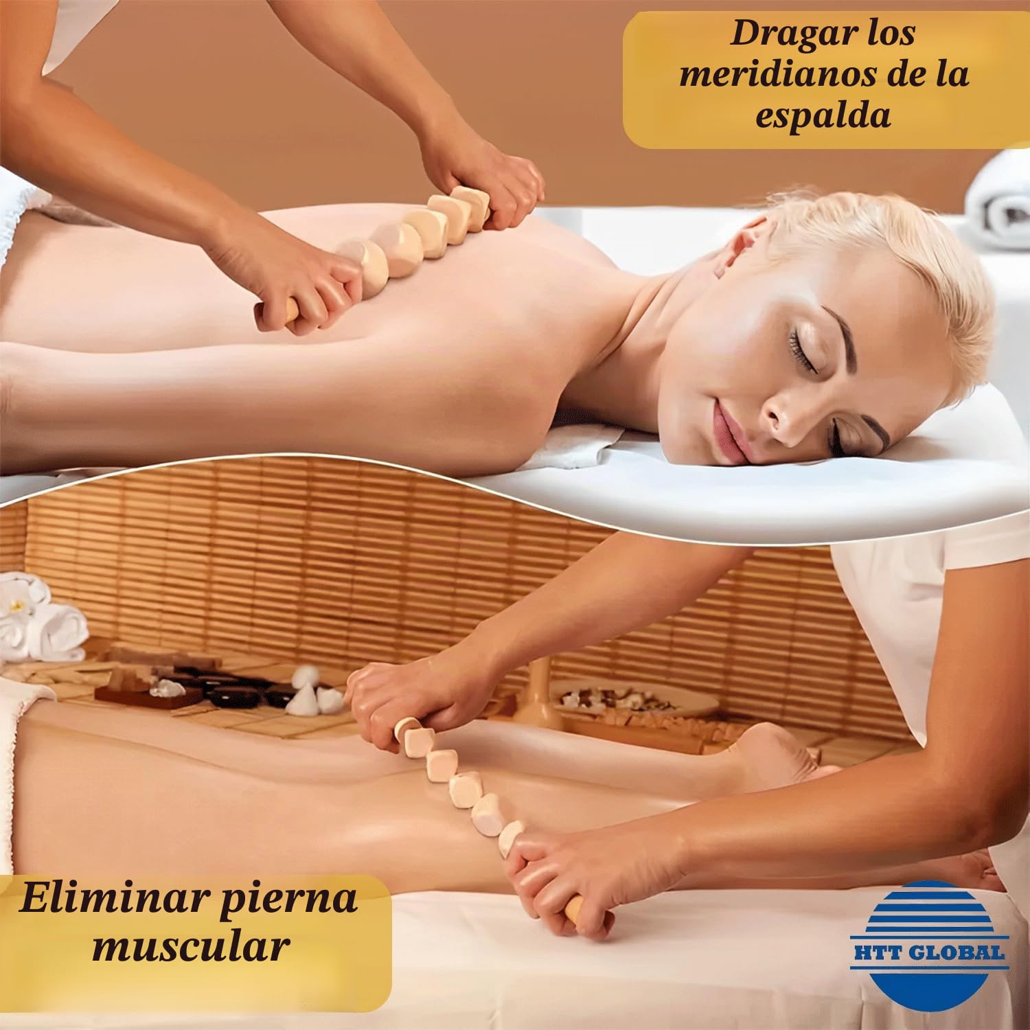 Masajeador de Madera 7 Piezas, Maderoterapia Corporal, Masaje Manual para Drenaje Linfático, Reducción de Celulitis y Relajación Muscular, Kit Completo de Herramientas Terapéuticas