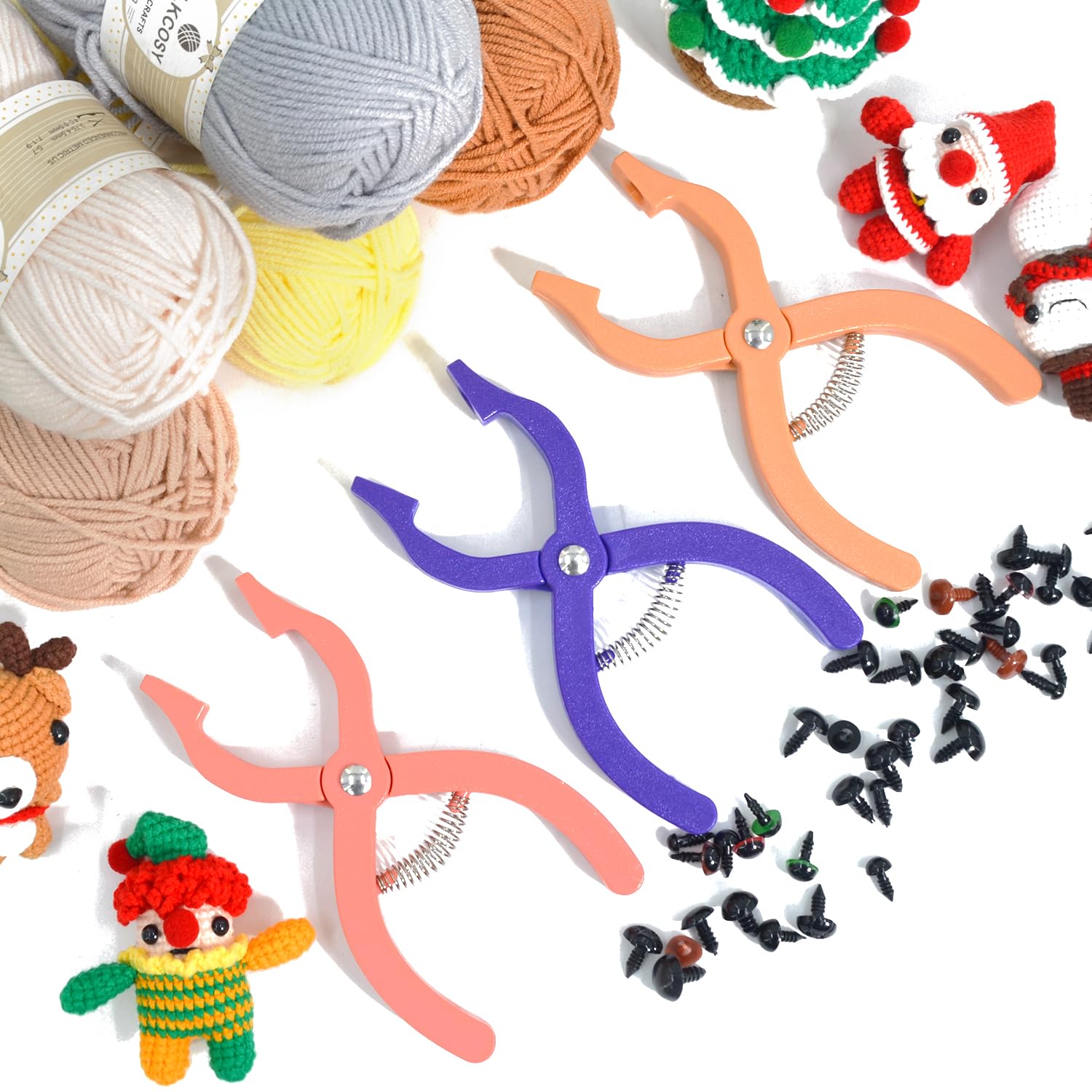 Kit Occhi Di Sicurezza Per Amigurumi E Uncinetto, 566 Pezzi Con Nasini E Strumento Di Montaggio, Occhi In Plastica Da 5 A 14 Mm, Accessori Per Pupazzi E Bambole Fai Da Te (Rosa)
