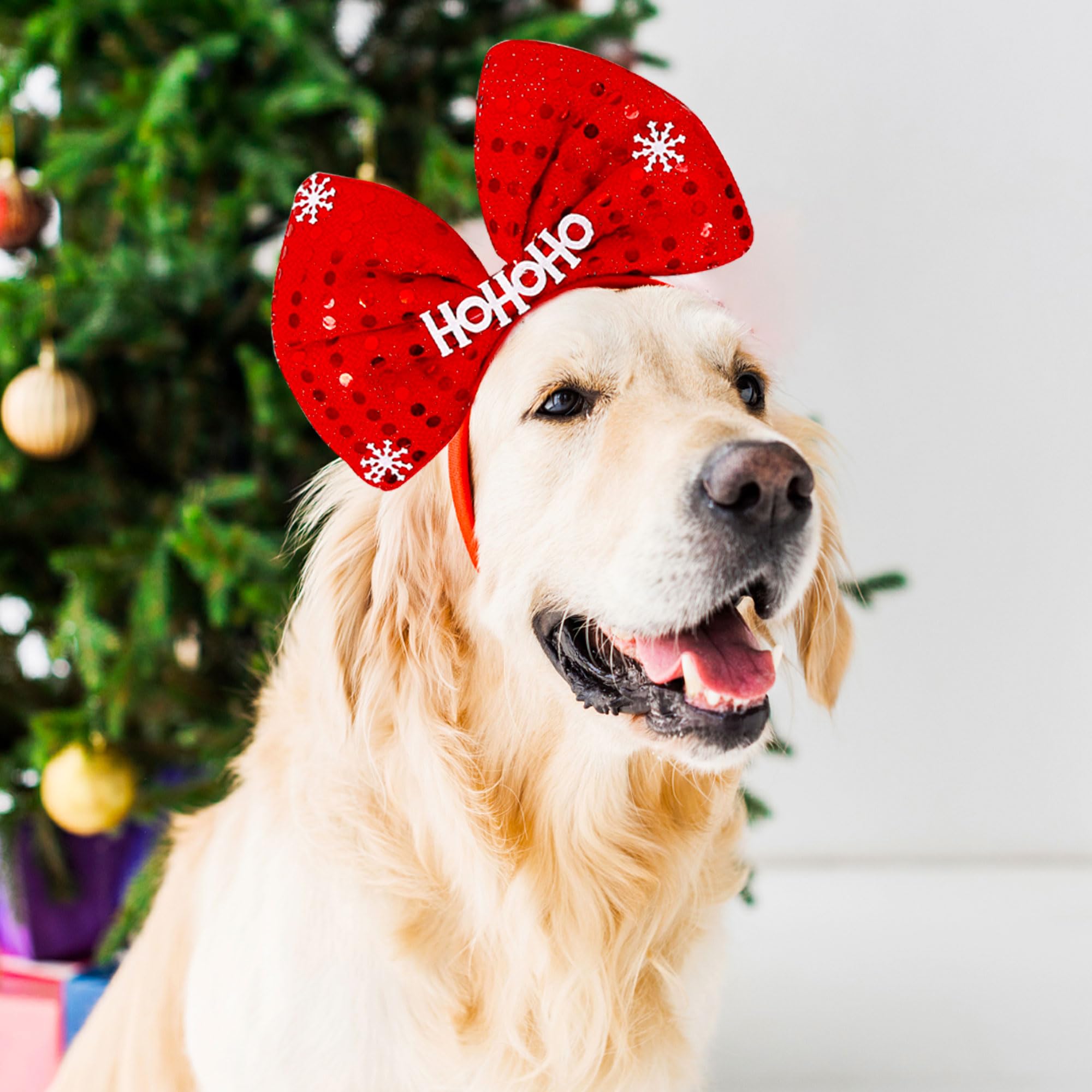 LaVenty 4 PCS Christmas Party Hat Xmas Party Headband for Dog Christmas Hat Reindeer Horn Headband Funny Xmas Party Photo Booth Props - Image 3