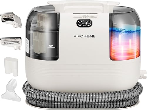 VIVOHOME Limpiador portátil multiusos de alfombras, limpiador de puntos de calentamiento rápido de 15 segundos para tapicería, 4 cabezales de