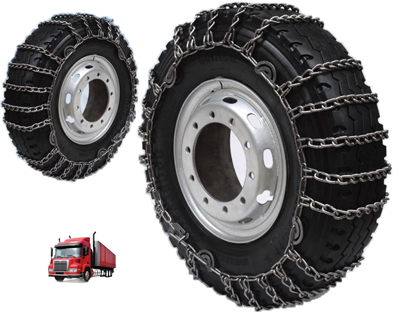 9mm Set of 2 Heavy Duty Snow Chains for Suvs and Cars Skid Traction Chains High Strength Manganese Emergency Use for Tire Reliable in Mud 10R22.5 2pcs 225/75R17.5