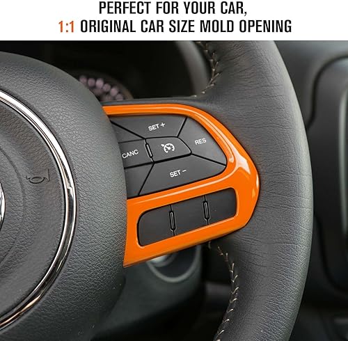 Miniatura 6 de 3 piezas de accesorios interiores de cubierta de volante para Jeep Renegade 2015-2023 para Jeep Compass 2017-2020 (amarillo)