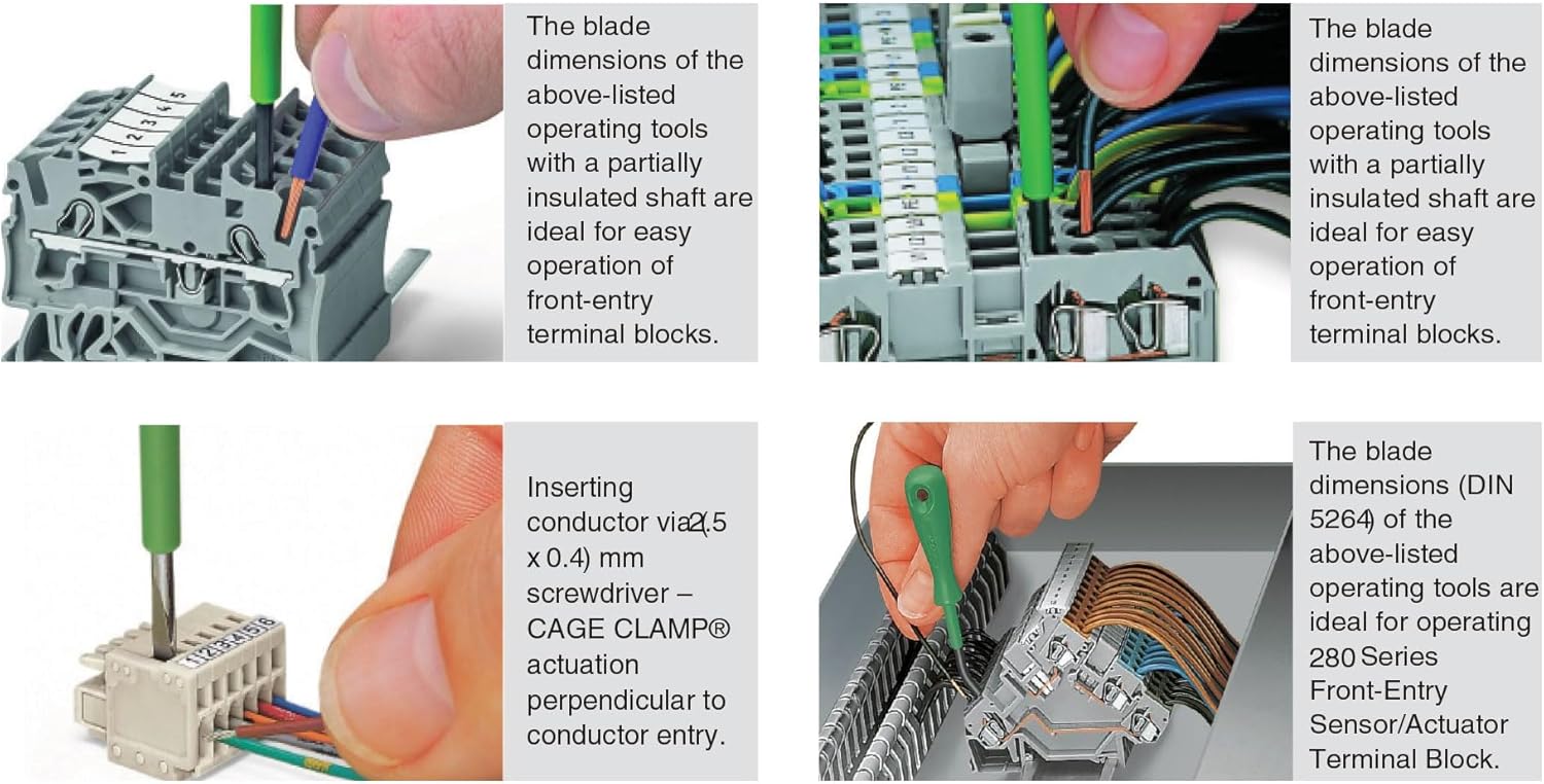 WAGO 210 Series 6pc Operating Tool Assortment Pack | Terminal Screwdriver Set | Partially Insulated Shaft | Includes (210-719), (210-720), (210-721), (210-648), (210-657), (210-658) | Terminal Block
