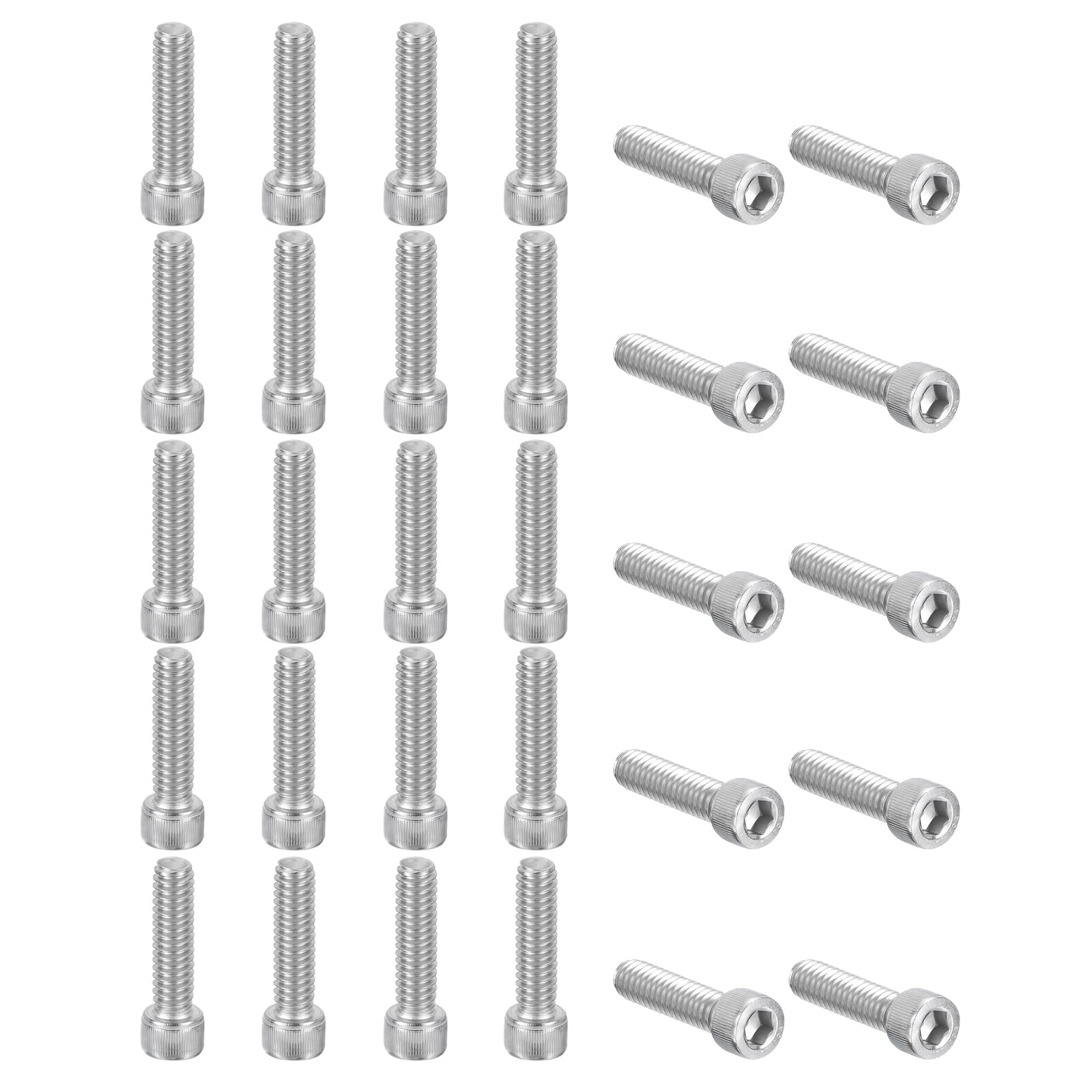 PATIKIL 1/4-20 x 1" Hex Socket Cap Head Screw Bolt, 30Pcs 304 Stainless Steel 18-8