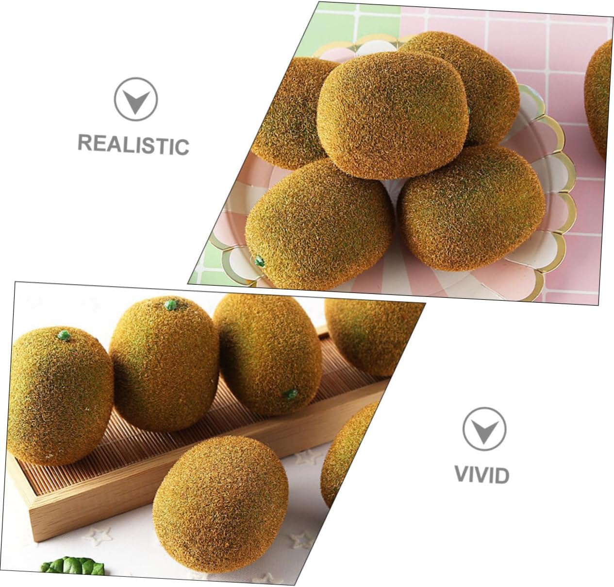 Ciieeo 5sets Lifelike Imitation Kiwifruit Photography Props Realistic Fruit Decorations for Shop Window Adornment Home Decor 4pcs*5