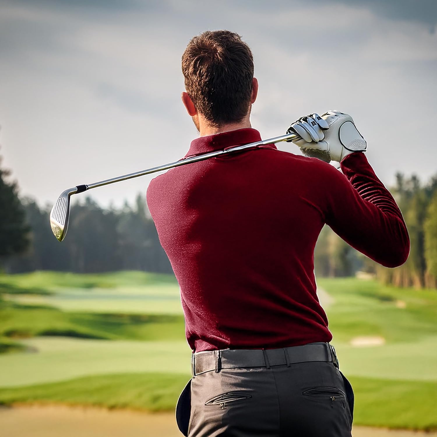 Premium Wear Long Sleeve Polo Shirt for Men, Cotton-Blend Fabric Golf Shirt with Collar, 3-Button Placket, Stain Guard - Image 3