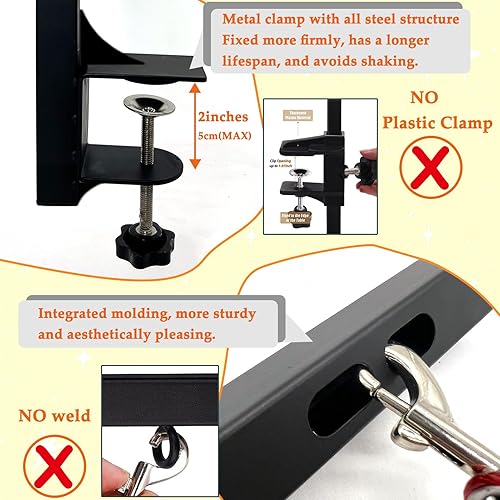 Miniatura 4 de Brazo de aseo para perros con abrazadera, brazo de mesa de aseo para perros de 36 pulgadas, altura ajustable, dos soportes para no sentarse, diseño