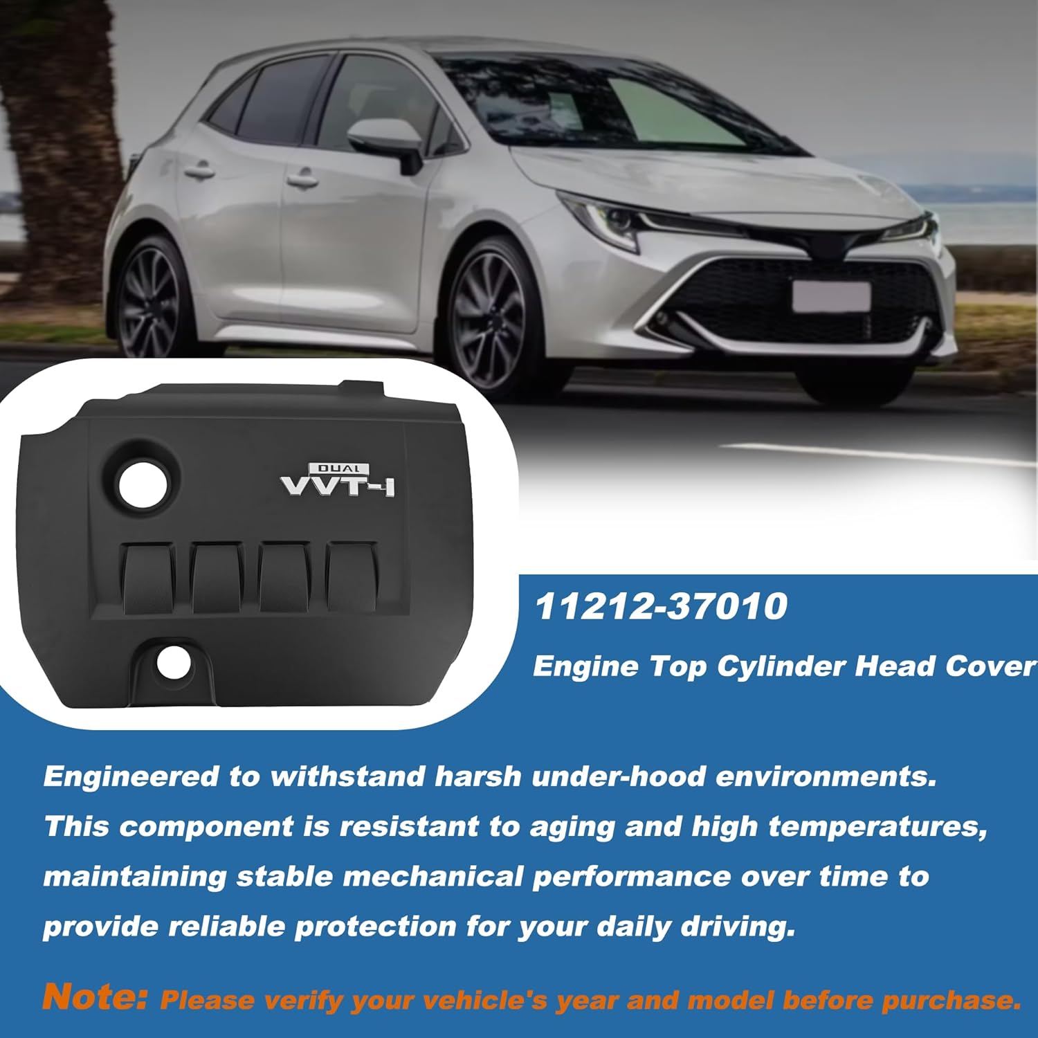 11212-37010 1121237010 VVT-i Engine Top Cylinder Head Cover Fit for Lexus RX300 1999-2003/RX330 2004-2006/RX350 2007-2018; Engine Intake Manifold Cover for Toyota Corolla 2009-2019/Camry 2011-2016