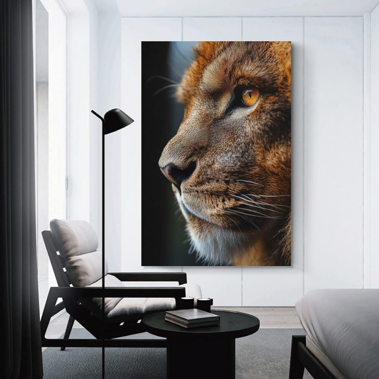 Junmoney Unframe-Style-16 Lion Profile Close-Up Canvas Wall Decor, 08X12inch(20X30cm), For Gallery Wall Decor And Room Displays, Wall Decor Suited To Curated Displays