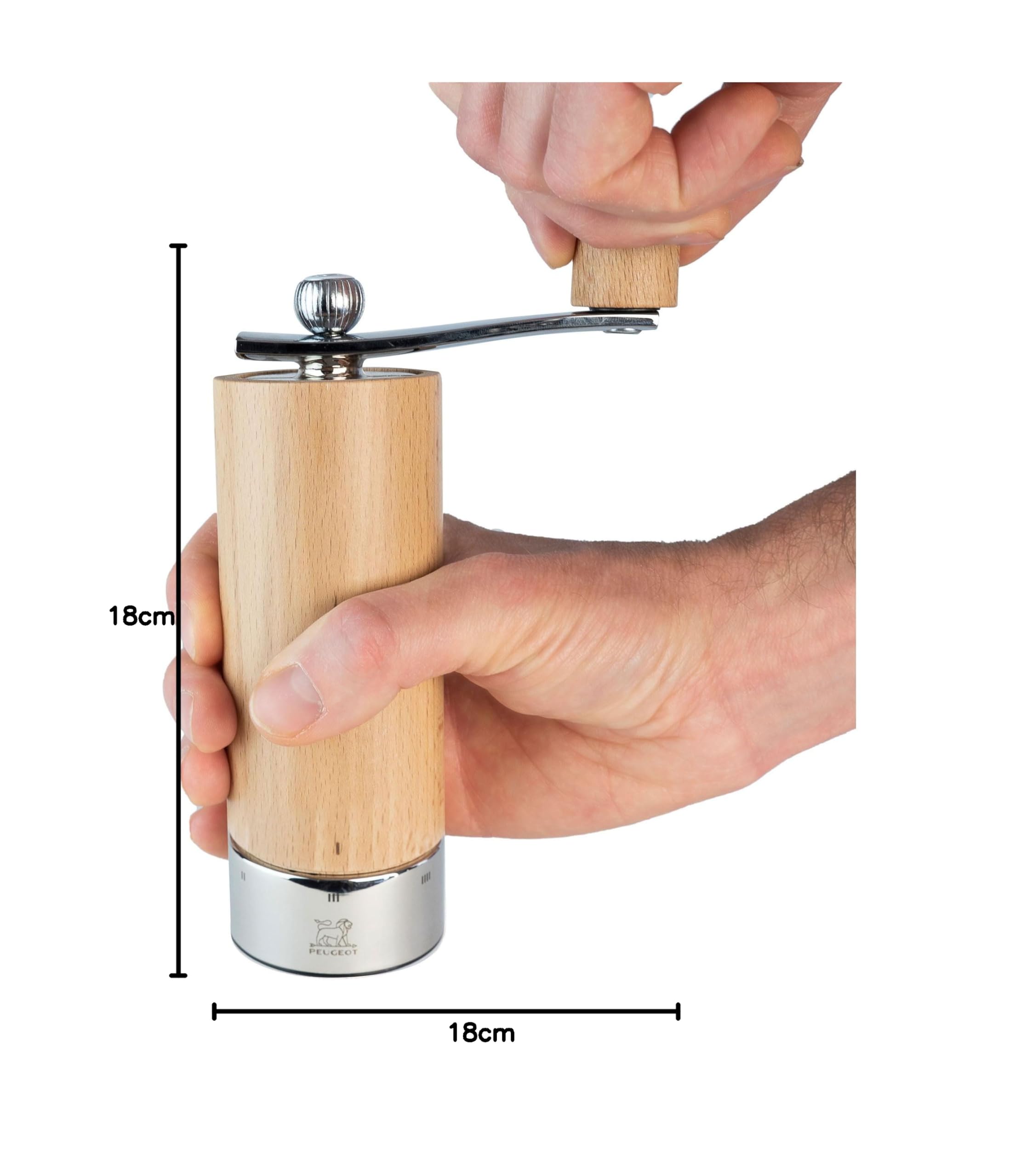 PEUGEOT - Moulin à Sel Isen u'Select 18 cm - 6 Réglages De Moutures Prédéfinies - Innovation Sel Glace, Mécanisme Zirlion - En Bois de Hêtre Naturel PEFC et Inox - Fabrication Française