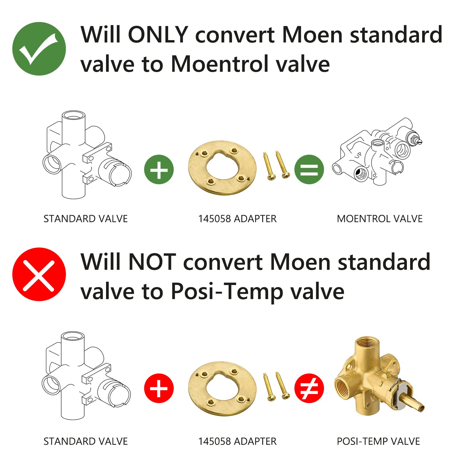 Shower Adapter kit Replacement Part for Moen 145058 Converts