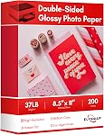 200Sheets Livre de la brochure Glossy Inkjet 37LB 140gsm Package en vrac mince double faces papier photo brillant pour magazine, Flyer, présentation, programme,Calendar Elygrap