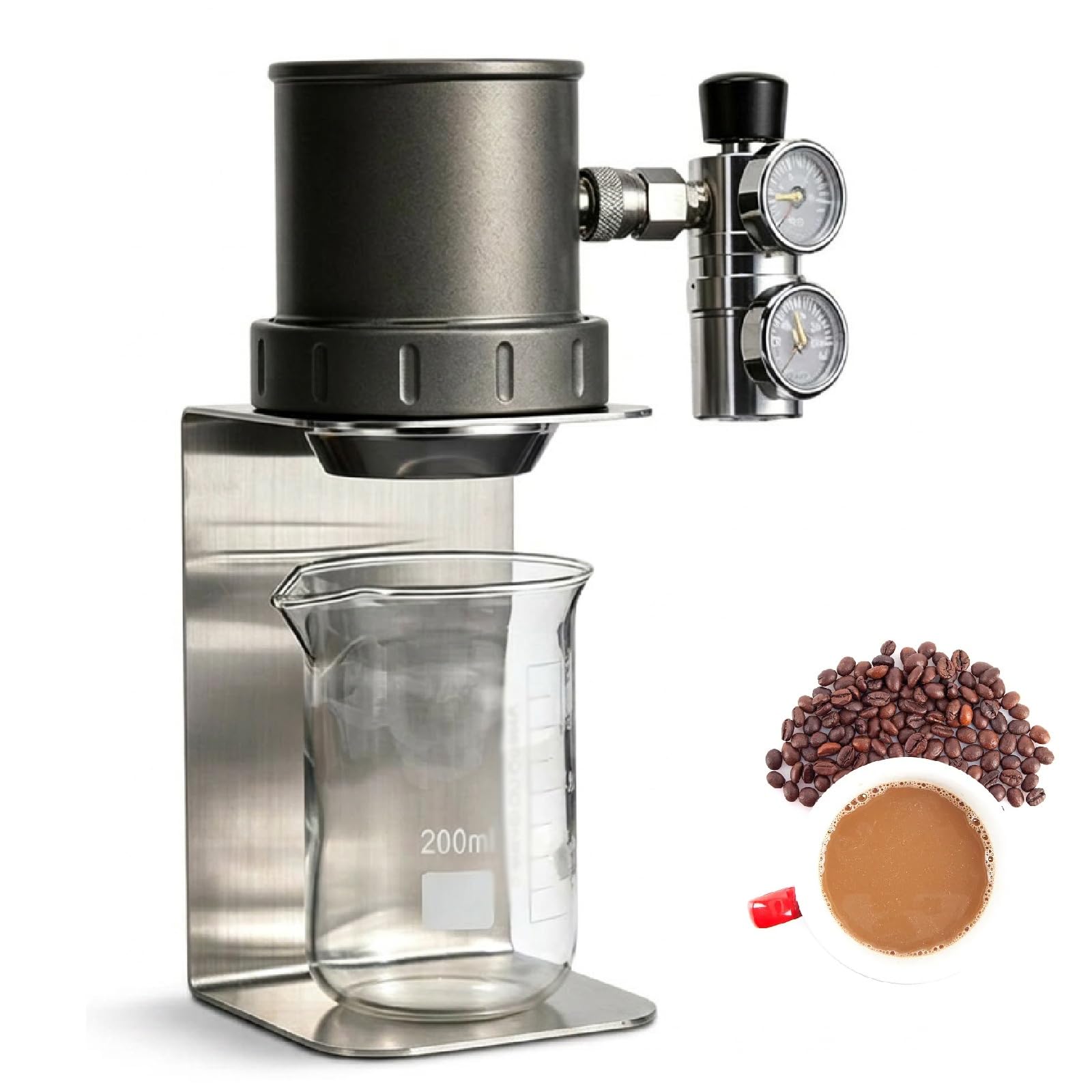 Przenośny ręczny ekspres do espresso, ręczny ekspres do kawy, podwójny ręczny i ciśnieniowy parzenie, stop aluminium/stal nierdzewna, do podróży, na kemping, do kuchni i kawiarni
