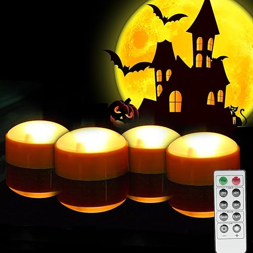 Luces LED de calabaza con control remoto y temporizador, velas parpadeantes brillantes sin llama que funcionan con pilas, para decoración de