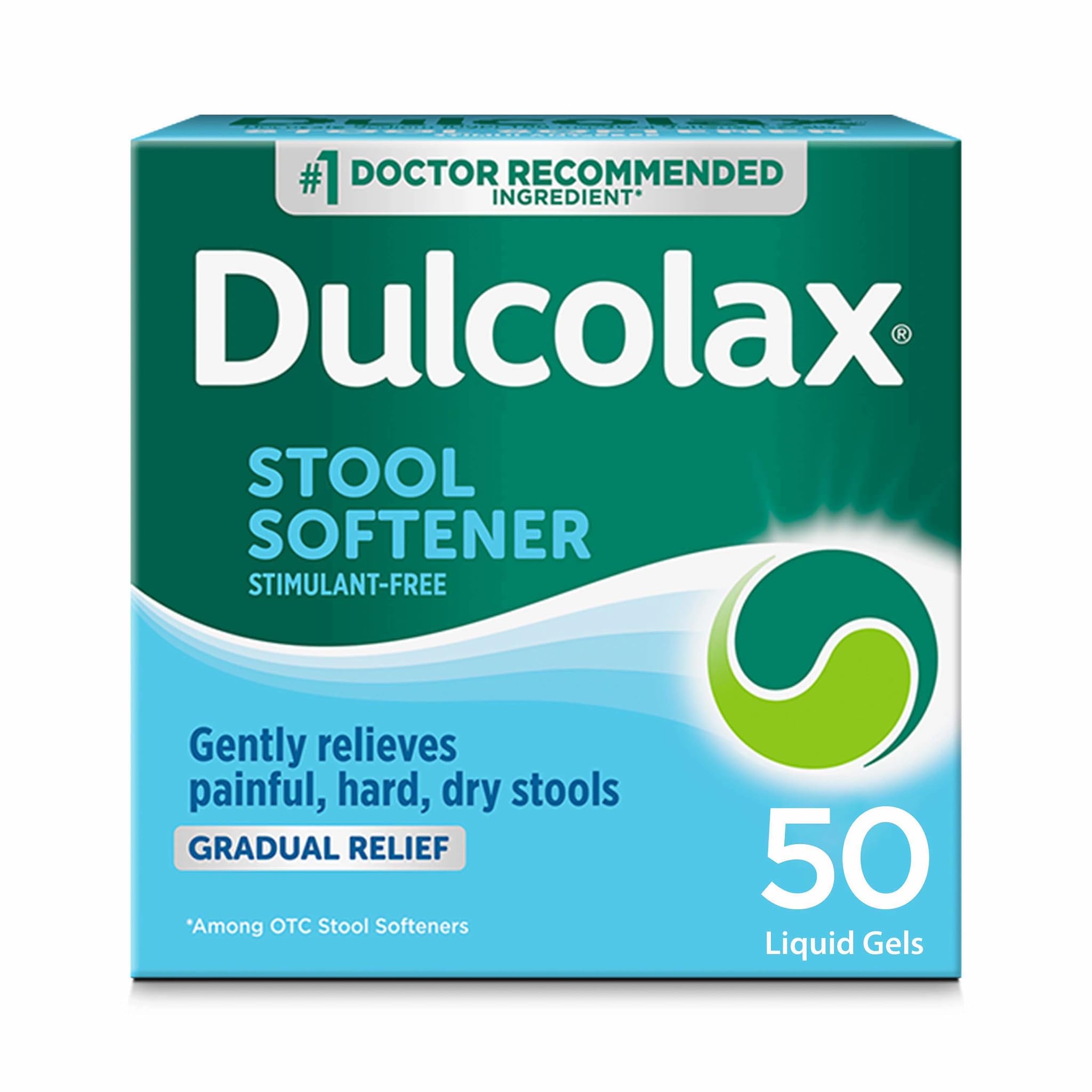Dulcolax Stool Softener Laxative Liquid Gel Capsules, 50-Count
