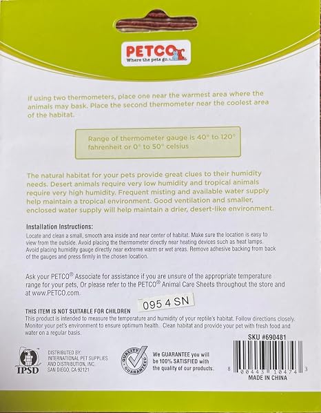 PETCO Thermometer Humidity Gauge Combo Pak