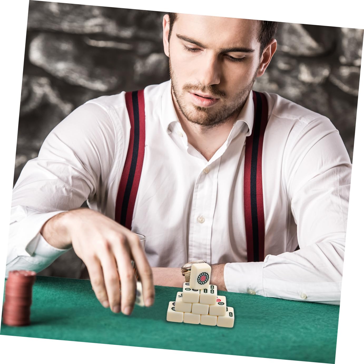 Alasum Miniature Mahjong Kit da Viaggio, Set Completo, Bianco