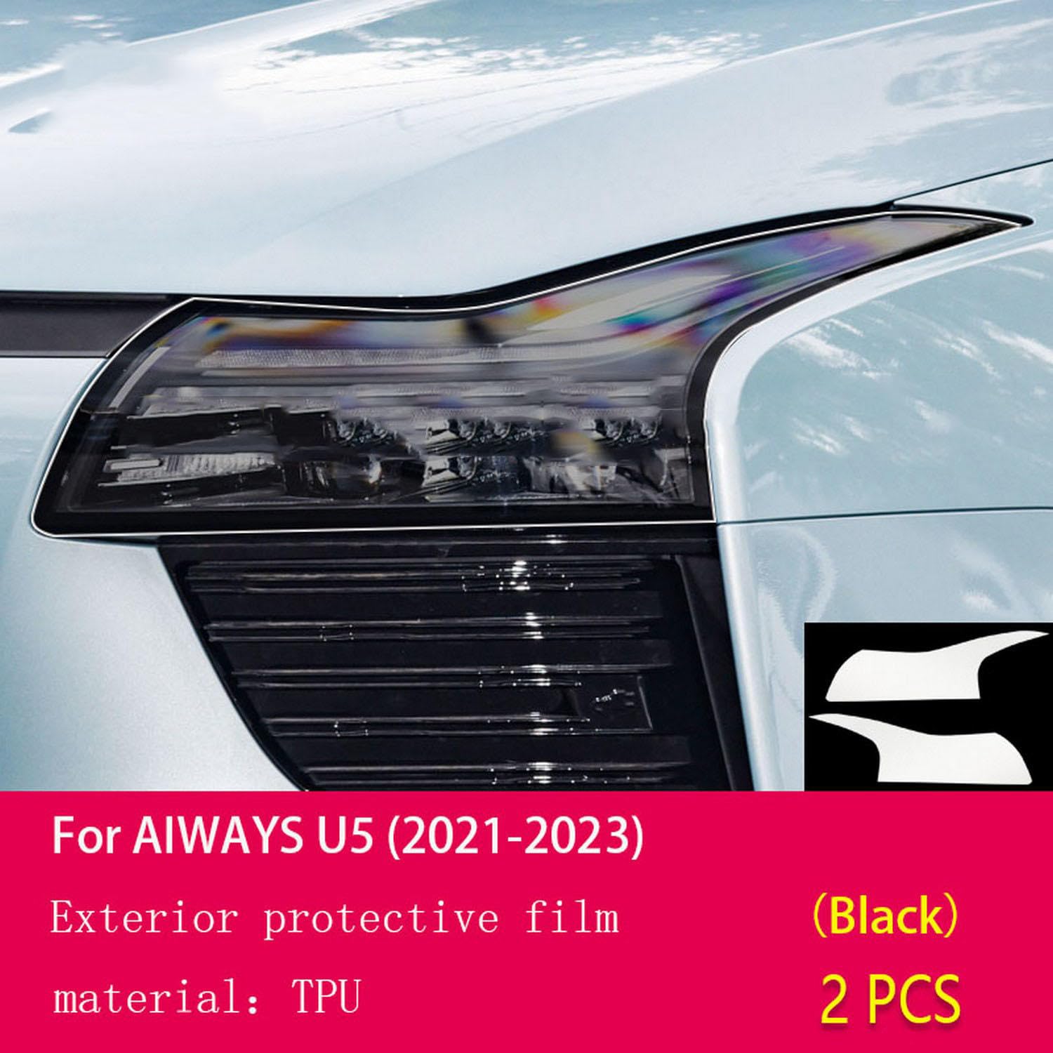 Folia zewnętrzna do samochodu TPU PPF reflektory folia ochronna odporna na zarysowania membrana naprawcza przydymiony reflektor refit, do AIWAY U5 2021-2023