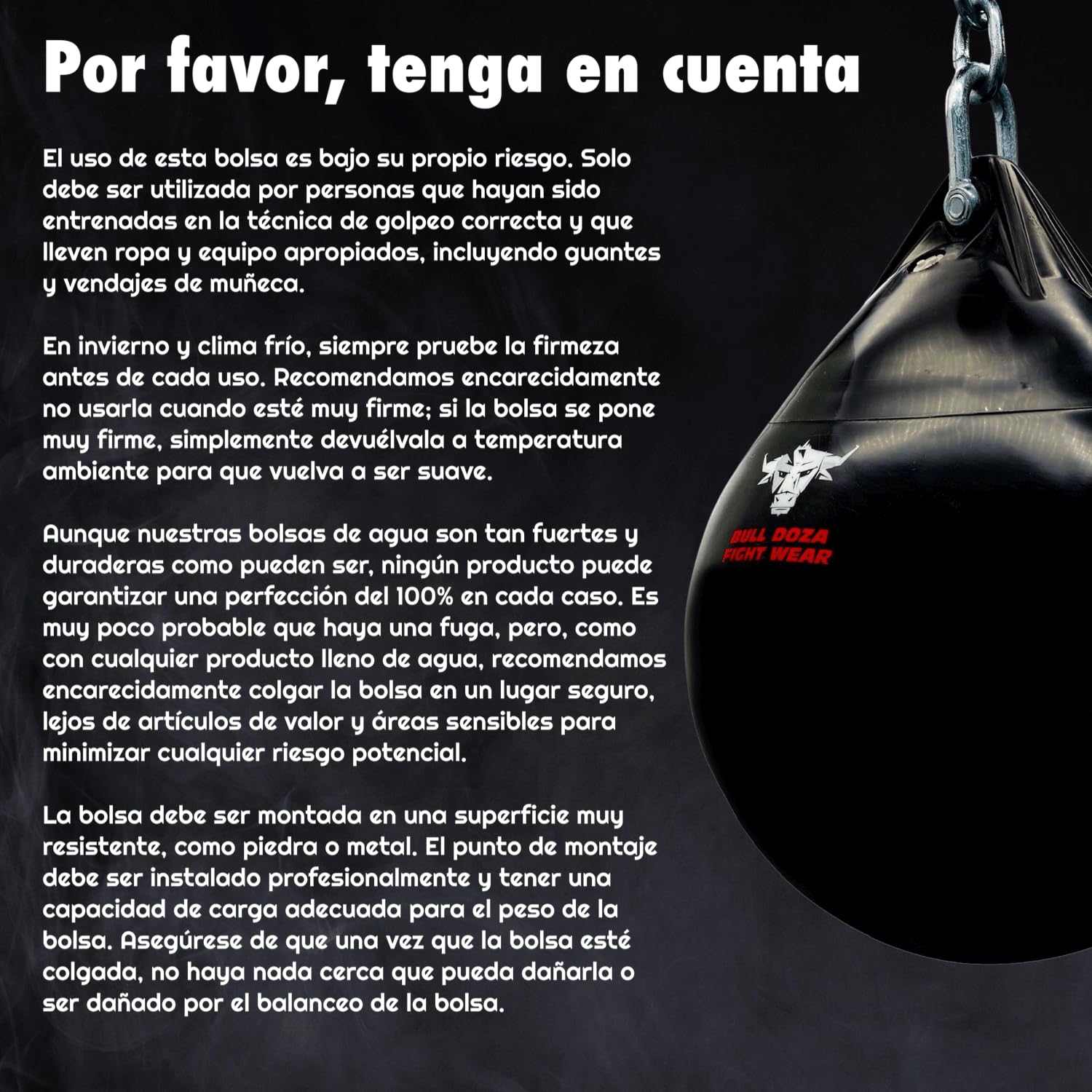 Bull Doza Fight Wear Saco de Boxeo de Agua Resistente Impermeable