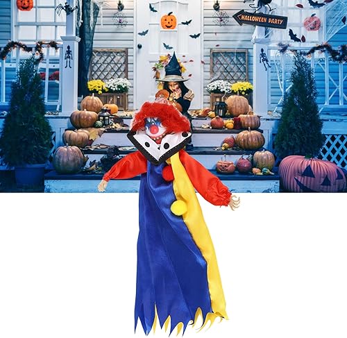 Miniatura 4 de Divertida muñeca de payaso, decoración de muñeca de payaso espeluznante para Halloween, accesorios de casa encantada para actividades temáticas de