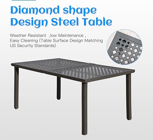 Miniatura 3 de Domi - Juego de comedor de 7 piezas para patio, para todo tipo de clima, moderno, para exteriores, con mesa para césped, jardín, terraza con