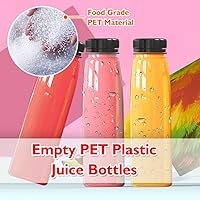 Vista 5 de Holotap Paquete de 54 botellas de plástico de 7 onzas con tapas, botellas vacías de plástico desechables para jugos de PET a granel para líquidos