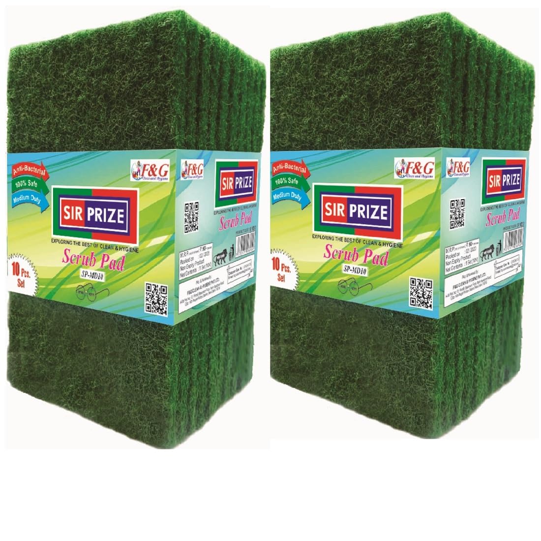 SIR Prize Heavy Duty Green Scrubber Pads 15X10 Utensils Washing Non-Scratch for Kitchen and Dish Cleaning Scrubber (20 Pieces)-image-26