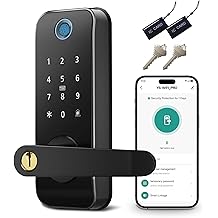 Keyless Entry Fingerprint Smart Door Lock with Handle,Digital Electronic Lock with Touchscreen Keypad,Electric Door Knob for Exterior Interior Entry/Bedroom Front Doors,Built-in WiFi