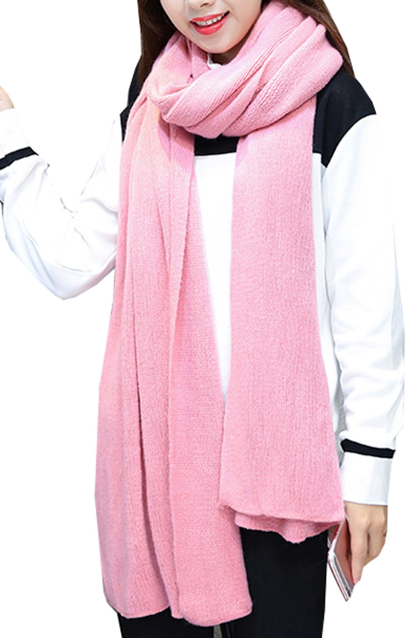Womens Warm Winter Infinity Scarves Set Blanket Scarf Pure Color