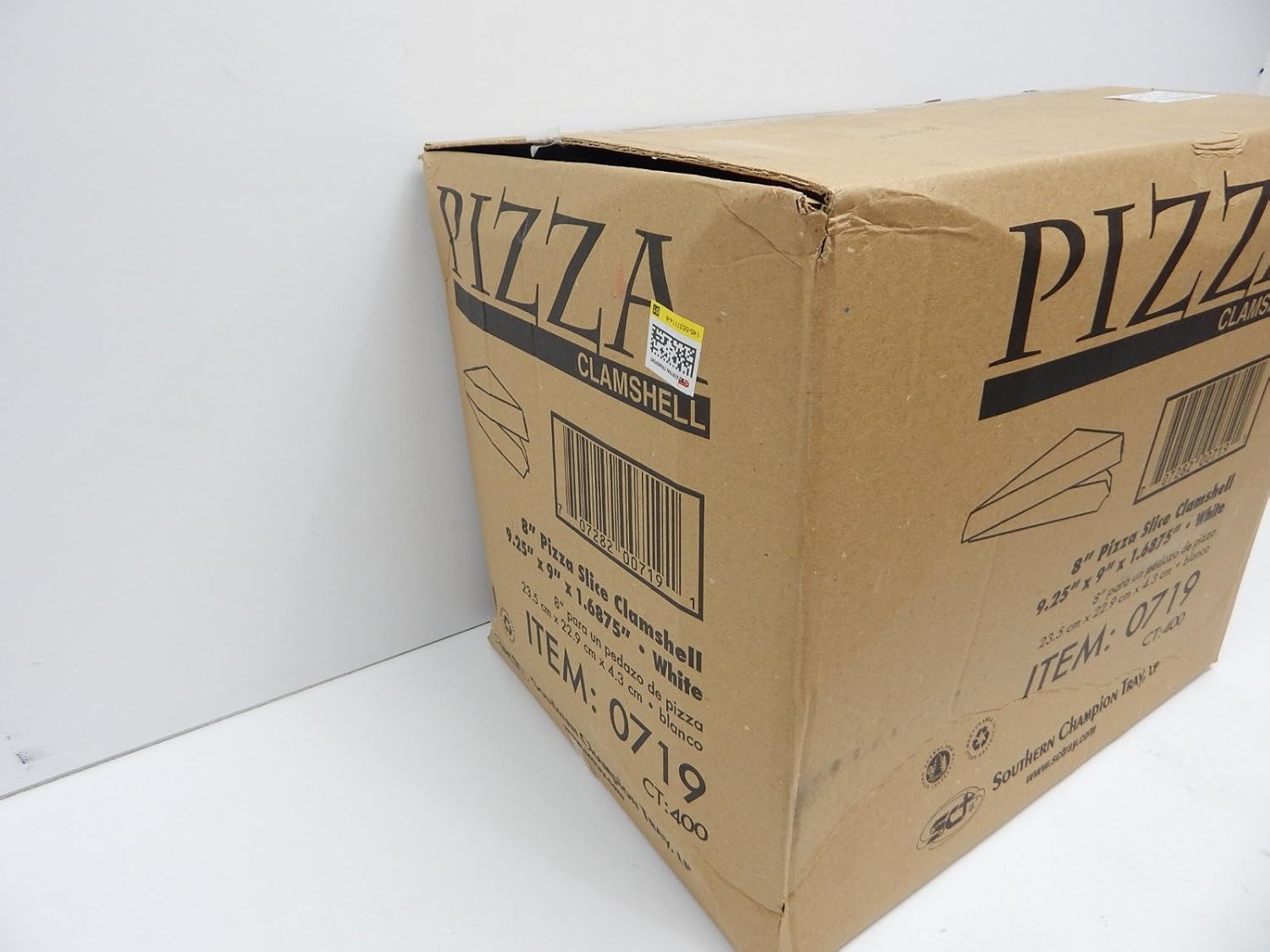 SCT white pizza clamshells, 9.25 x 9 x 1.69, white, paper, 400/carton