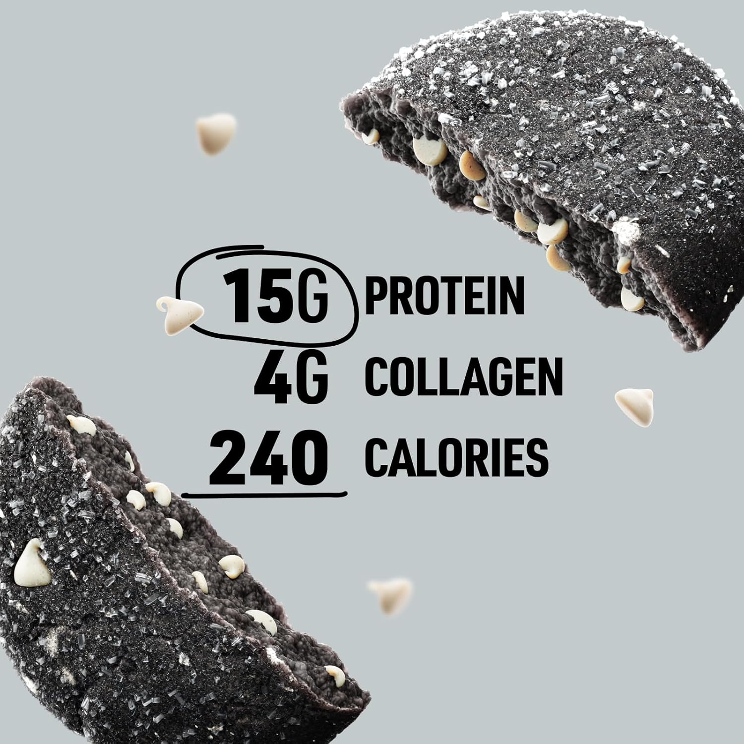 CTRL x Rainbow Six Siege Black Ice Chocolate Protein Cookies - Soft Baked Cookies with Real White Chocolate Chunks - 15g Protein, 4g Collagen & Fiber (12 Pack)