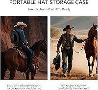 Vista 4 de Caja para sombreros de viaje, a prueba de aplastamientos, estuche de viaje para sombreros de vaquero, caja de almacenamiento, organizador de gorras