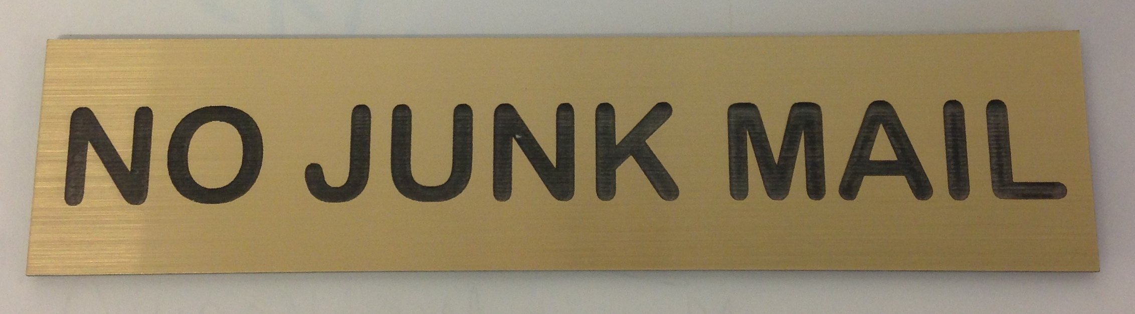 FSSS Ltd NO JUNK MAIL ENGRAVED ACRYLIC SIGN 130X30MM, LETTER BOX, JUNK, MAIL (GOLD)