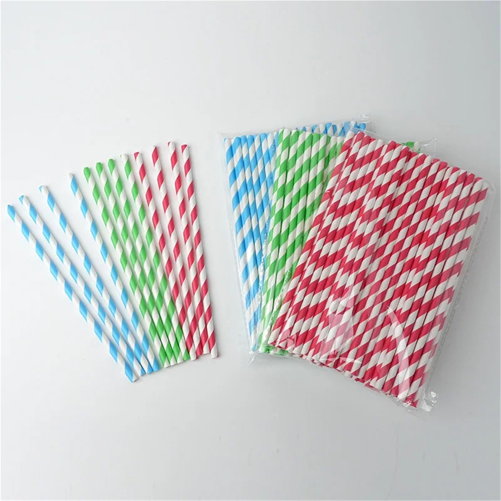 las pajitas de papel, Pajitas de Papel Desechables Multicolor 100uds(Mixed Colors)