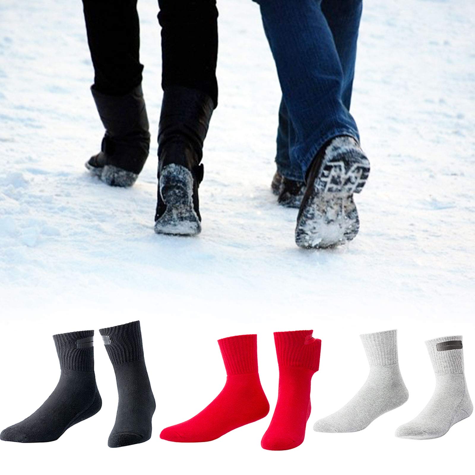 NANANA Calze Riscaldate Ricaricabili, Calze Riscaldate per Sci Invernali, Tre Livelli di Calore, 5v 2200mah Rechargeable Electric Heating Socks per Sci Moto Pesca Caccia Ciclismo(36-43 Iarde),Nero