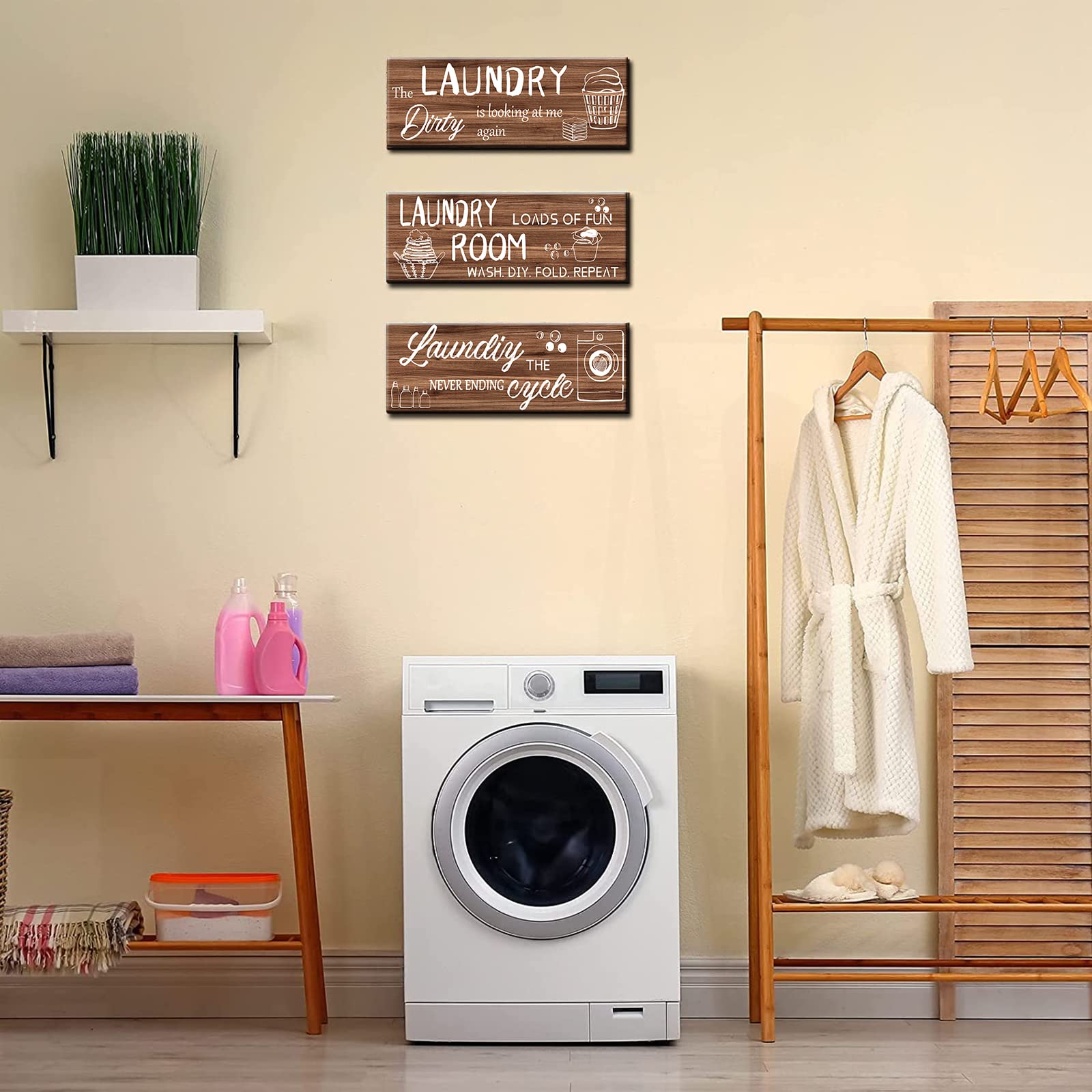 Vintage Laundry Room Sign Rules Wall Decor Wood Signs with Quotes Retro ...